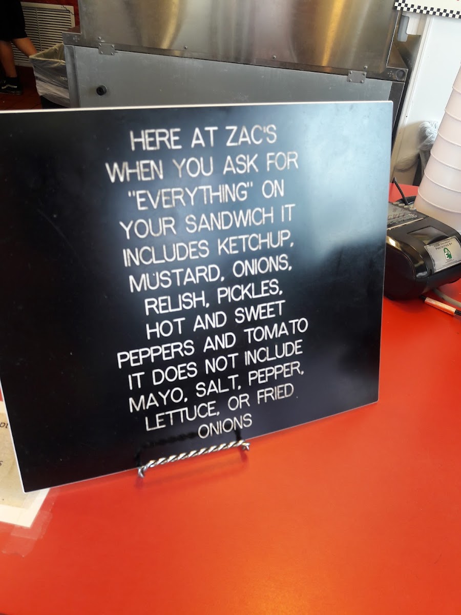 Zac's Hamburgers Menu - Image 5